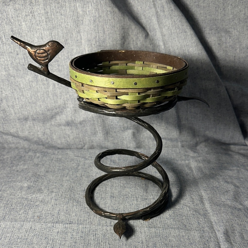 Longaberger Collectors Club Bird Bath Basket and Forged Iron Stand